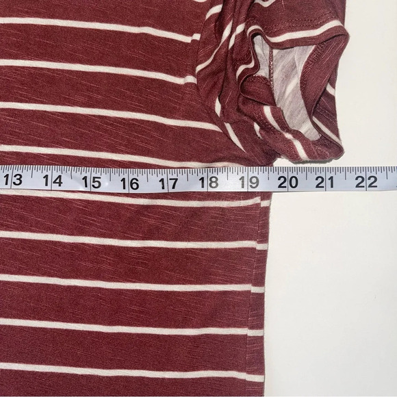 Maurices 24/7 Flawless Rust Red & White Striped Boyfriend Crop Tee Small Women’s - Picture 7 of 11